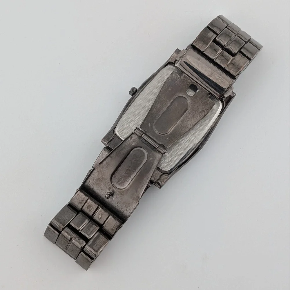 Rumours Gunmetal Dark Brown Rectangular Quartz Rose Gold Accents Watch